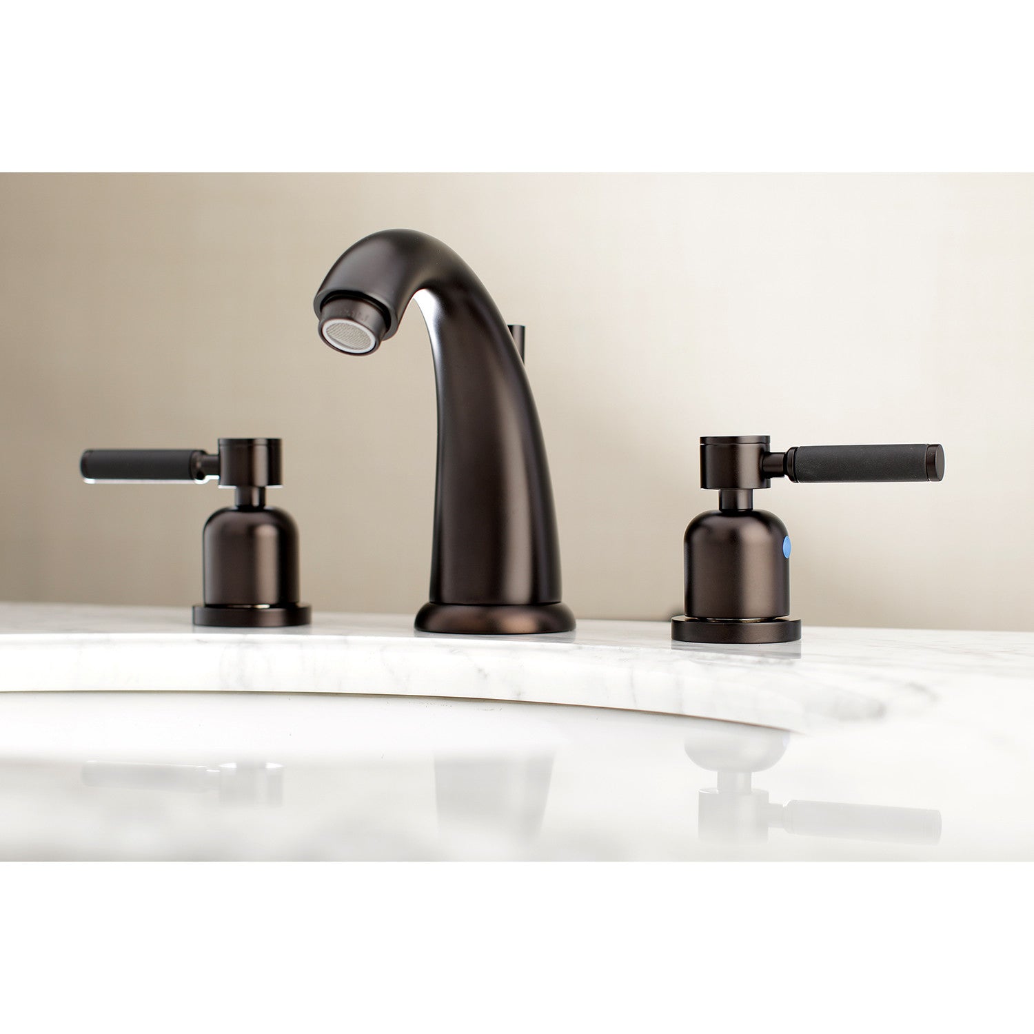Kingston Tulare KB8985DKL - Kaiser Two-Handle 3-Hole Deck Mount Widespread Bathroom Faucet with Pop-Up Drain, Oil Rubbed Bronze — thumbnail 2